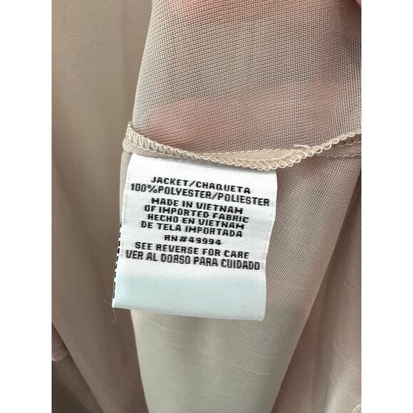 R&M RICHARDS Champagne Sheer Open Front Jacket Kimono Beaded Sleeve NWT Size 16 - Picture 9 of 10